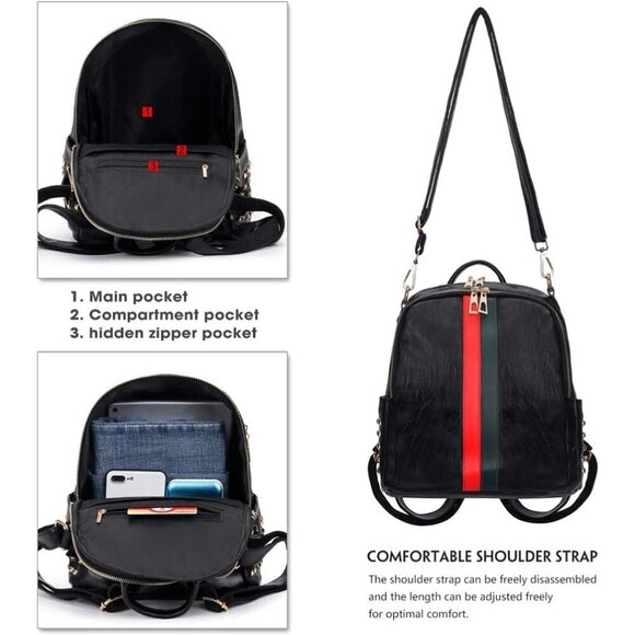 PU Leather Mini B Big Black Backpack Women Cute Fashion Shoulder Bag Small Purse main image 4